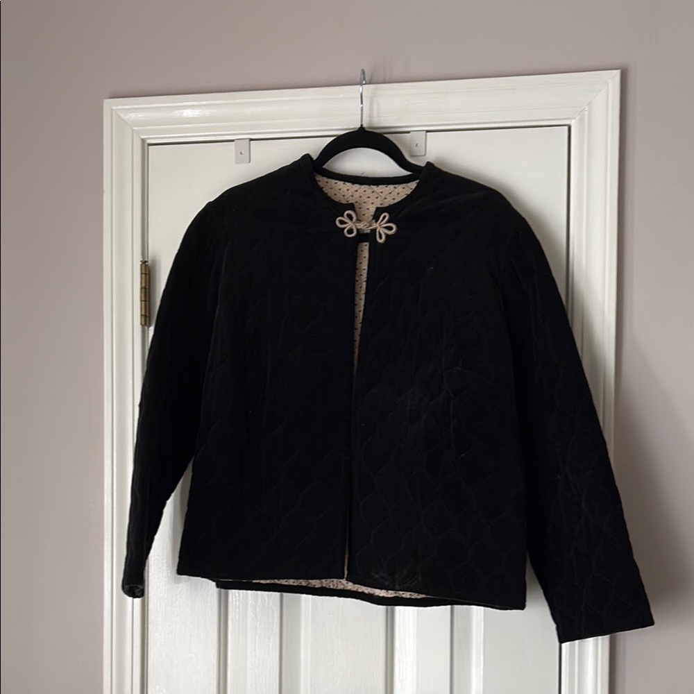 Handmade Black Quilted Jacket with Decorative Closure